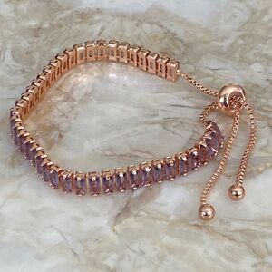 NWOT Rose Gold Tone Purple Stones Adjustable Bracelet